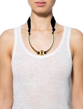 Lanvin Bead & Grosgrain Ribbon Choker