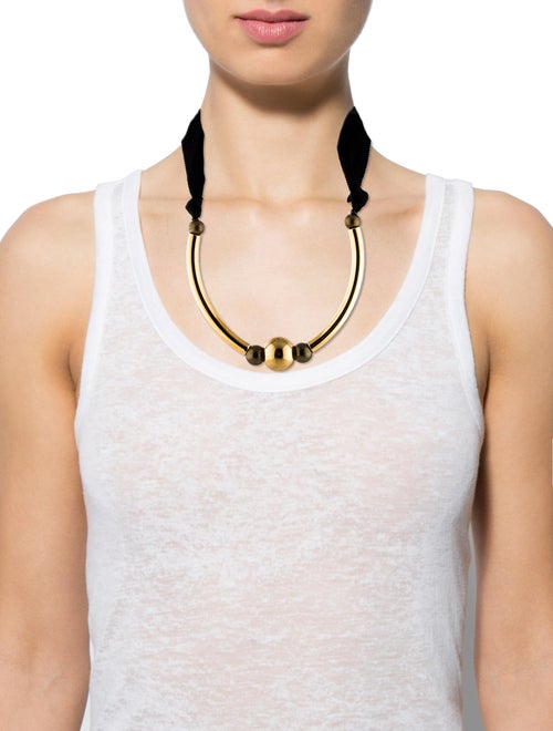 Lanvin Bead & Grosgrain Ribbon Choker