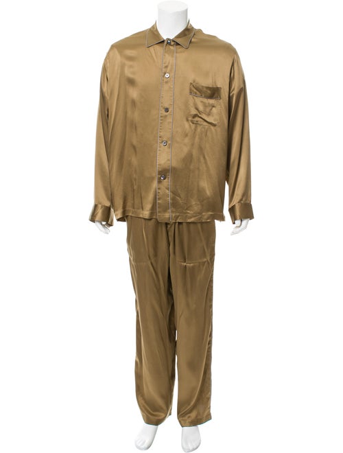Lanvin Silk Two-Piece Pajama Set olive