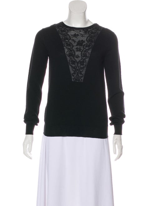 Lanvin Lace-Trimmed Lightweight Sweater Black