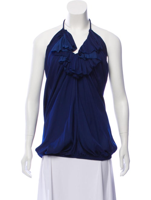 Lanvin Gathered Halter Top Navy