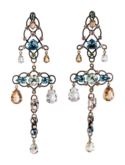 Lanvin Crystal Chandelier Earrings Silver
