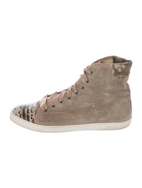 Lanvin Suede High-Top Sneakers Beige