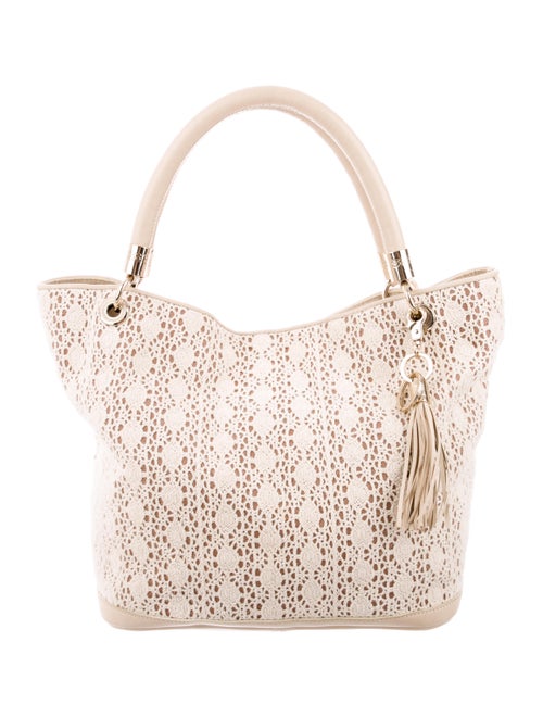 Lancel Crochet Shoulder Bag Tan