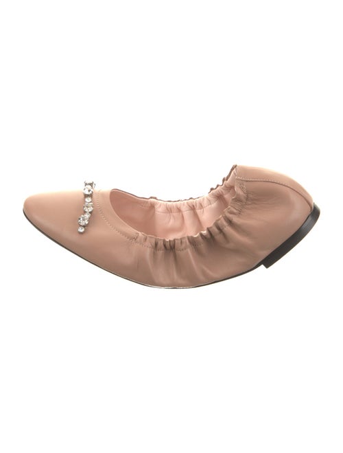 Lancel Leather Crystal Embellishments Ballet Flats