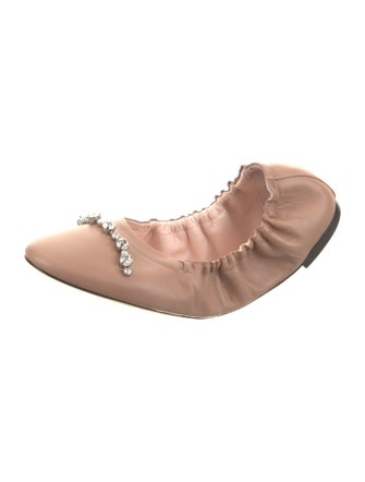 Lancel Leather Crystal Embellishments Ballet Flats
