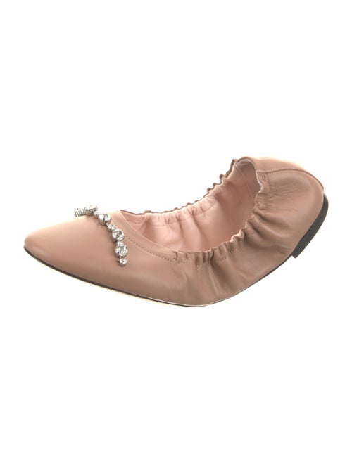 Lancel Leather Crystal Embellishments Ballet Flats