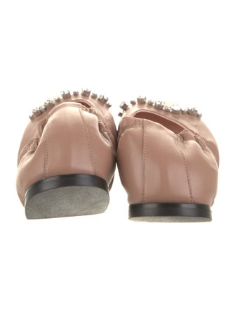 Lancel Leather Crystal Embellishments Ballet Flats