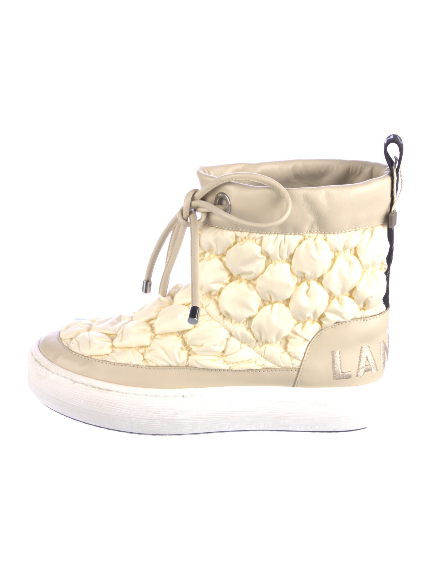 Lancel Leather Printed Lace-Up Boots