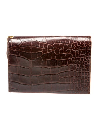 Lancel Embossed Leather Clutch