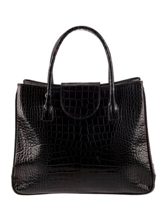Lancel Embossed Leather Top Handle Bag