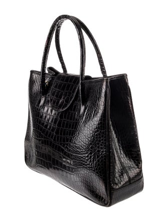 Lancel Embossed Leather Top Handle Bag