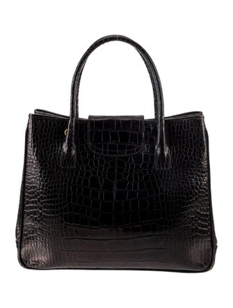 Lancel Embossed Leather Top Handle Bag