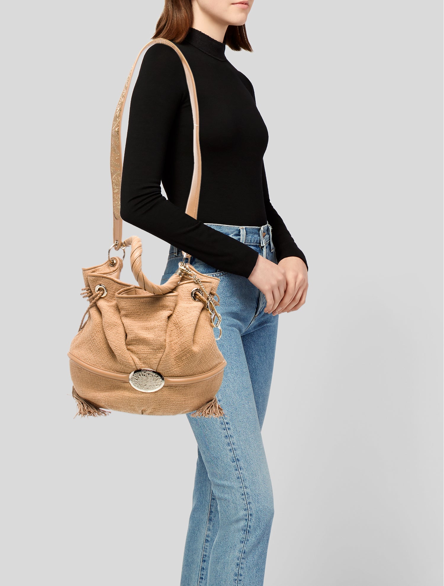 Lancel Canvas Bucket Bag