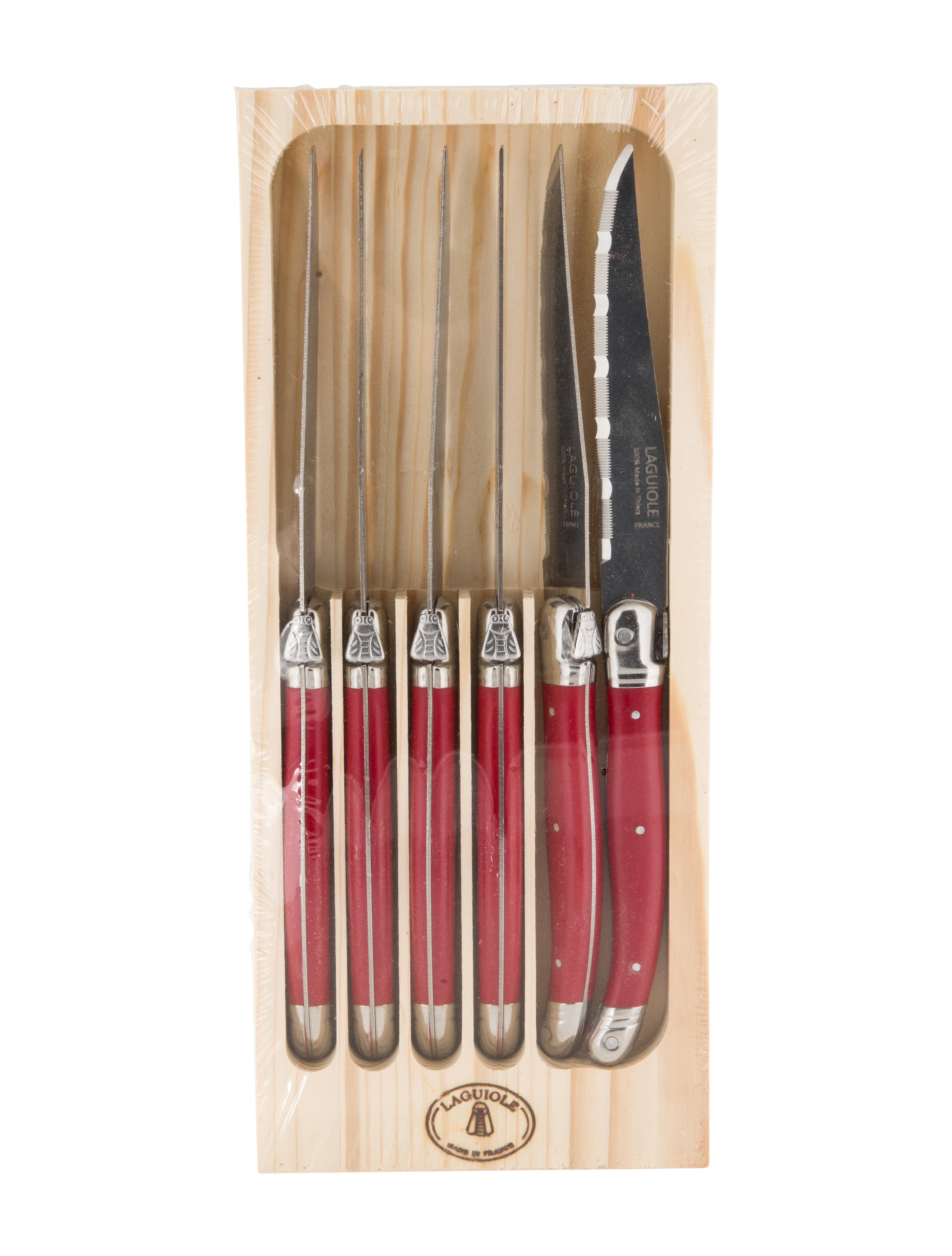 Laguiole Set Of 6 Steak Knives Red, 6 pieces Dinnerware & Flatware