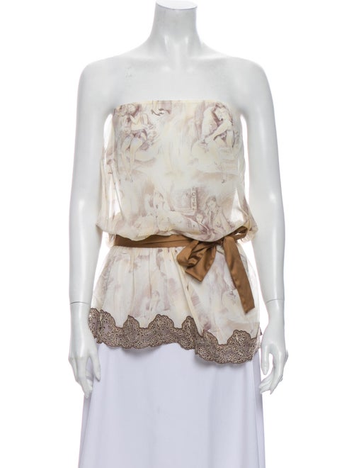 La Perla Floral Print Strapless Blouse