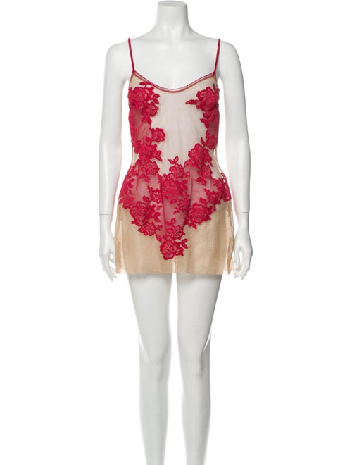 La Perla Lace Pattern Mini Dress Brown