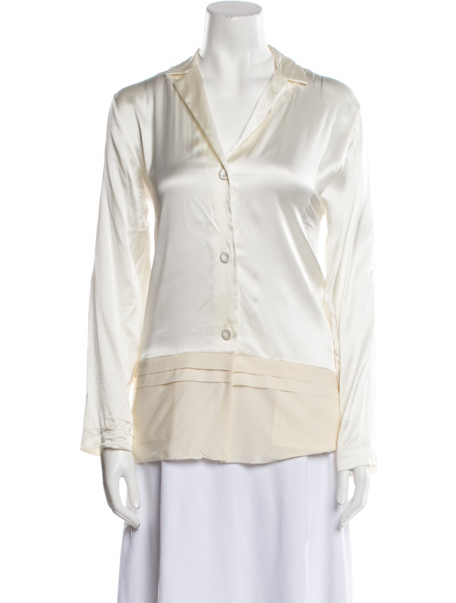 La Perla Silk V-Neck Button-Up Top