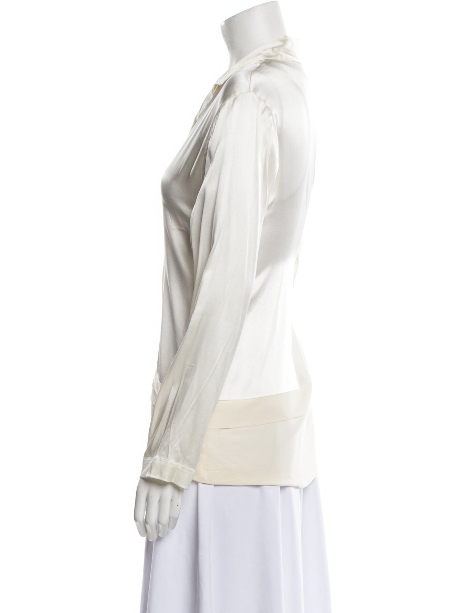La Perla Silk V-Neck Button-Up Top