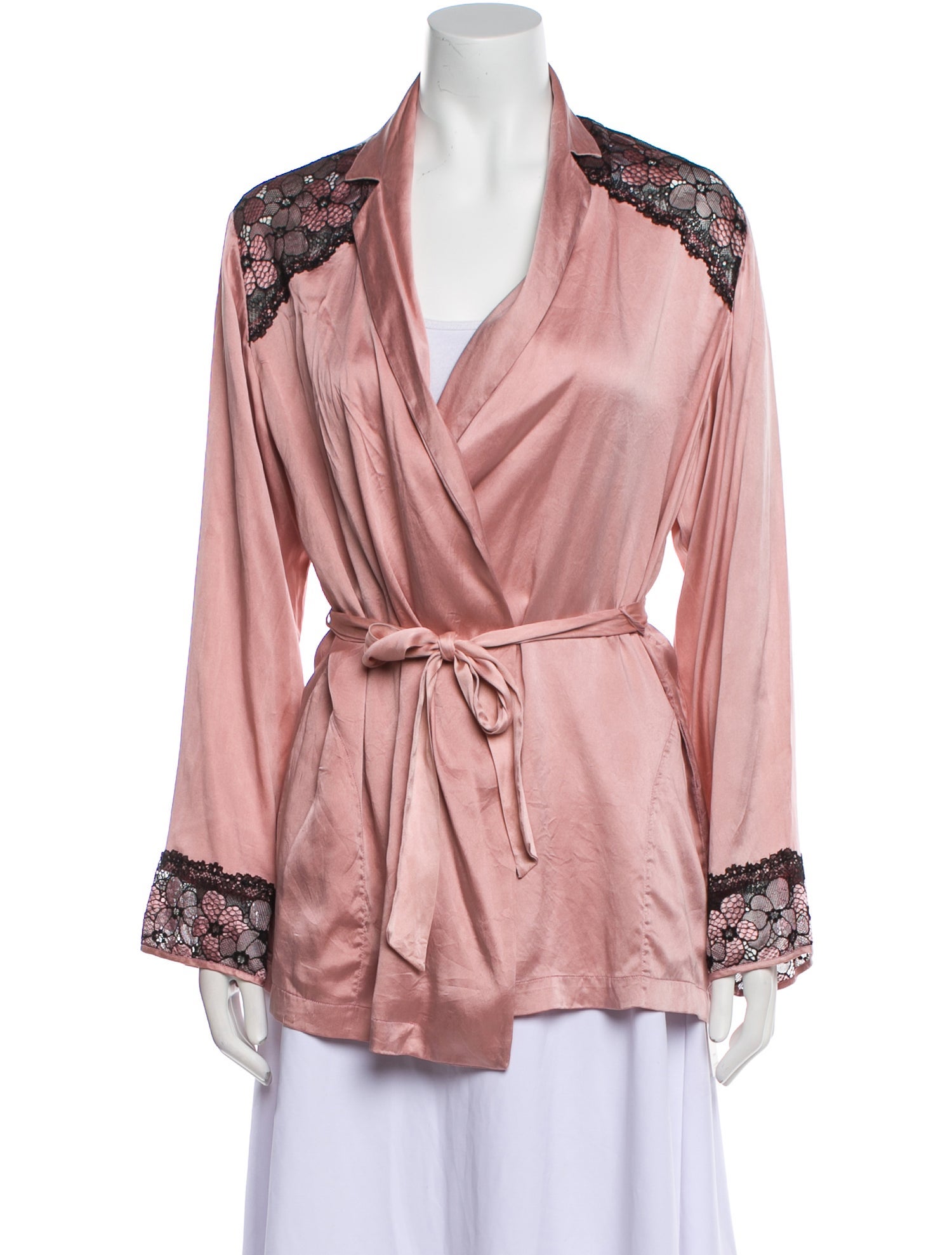 La Perla Silk Lace Trim Embellishment Robe