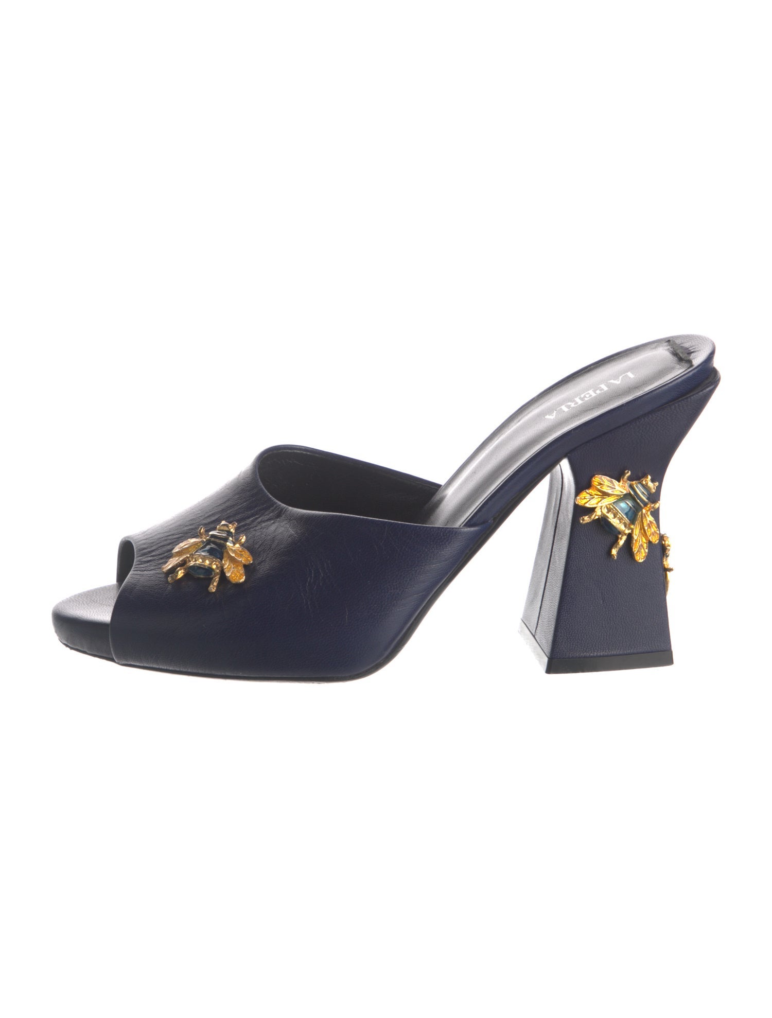La Perla Leather Graphic Print Slides