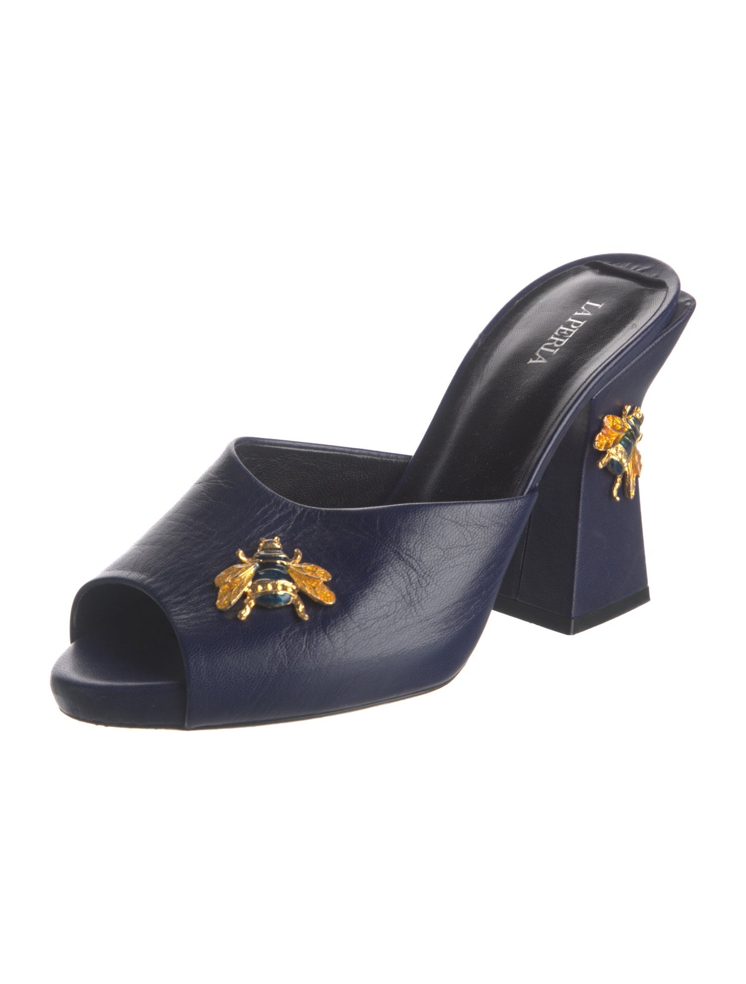 La Perla Leather Graphic Print Slides