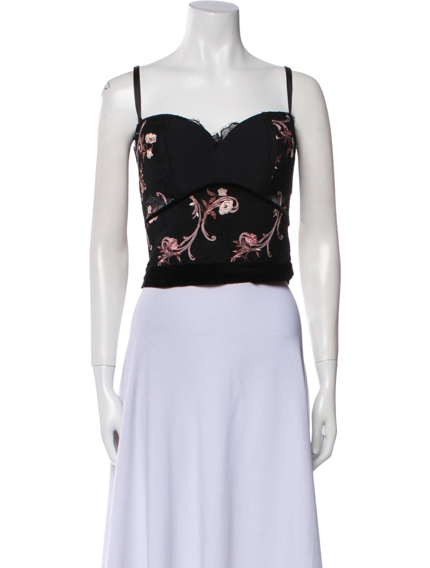 La Perla Floral Print Square Neckline Crop Top