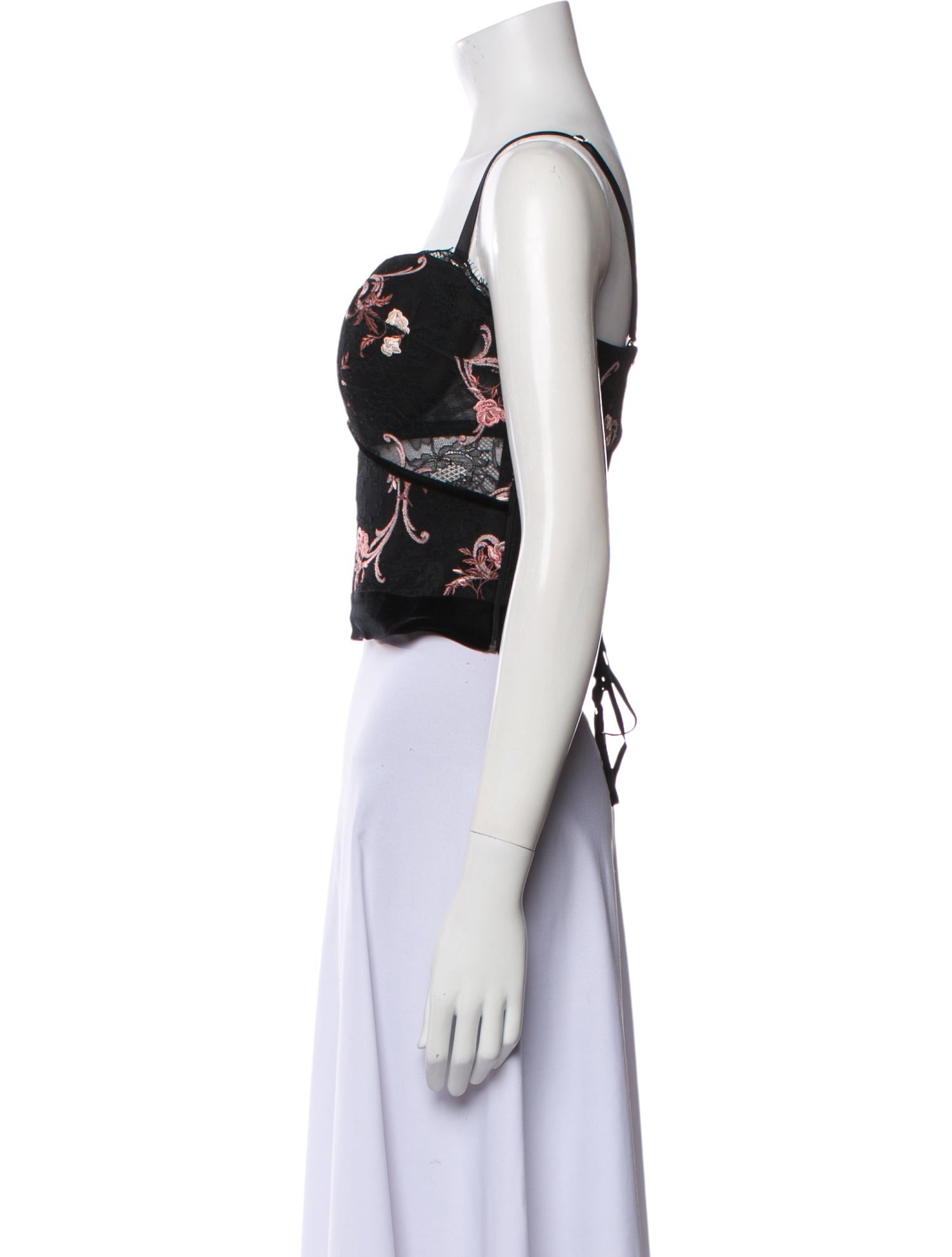La Perla Floral Print Square Neckline Crop Top