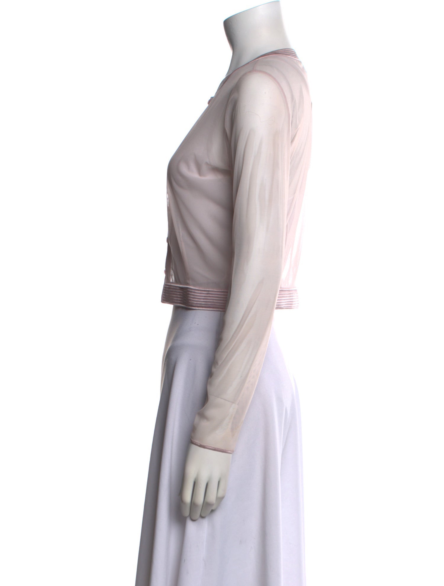 La Perla Crew Neck Long Sleeve Crop Top