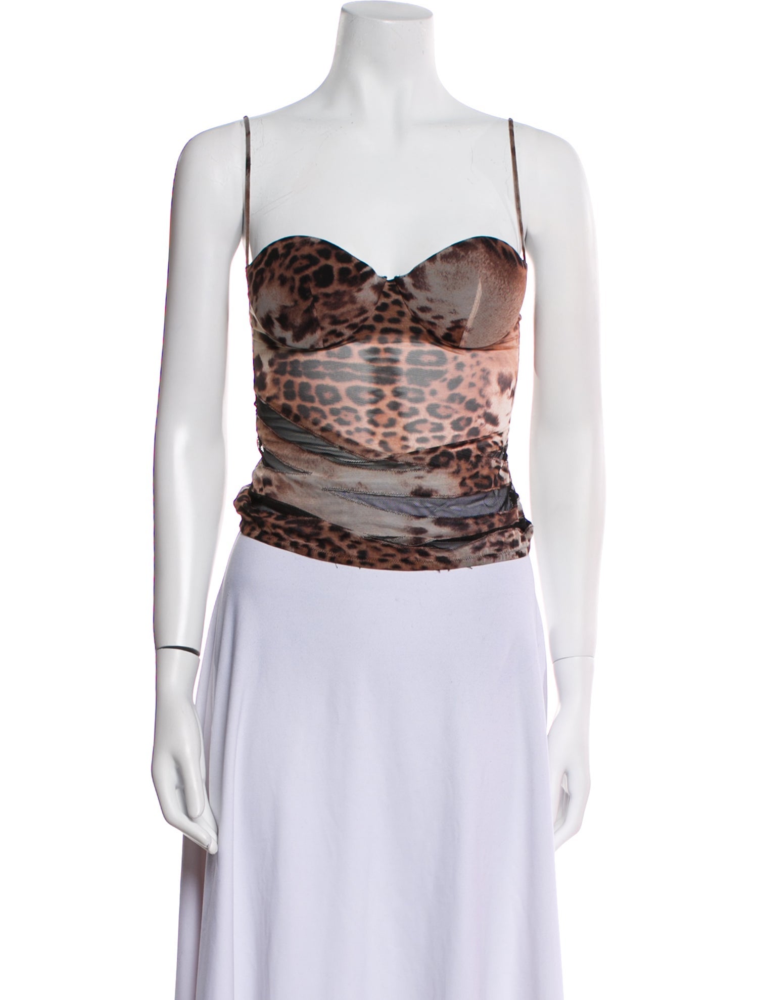 La Perla Animal Print Strapless Crop Top