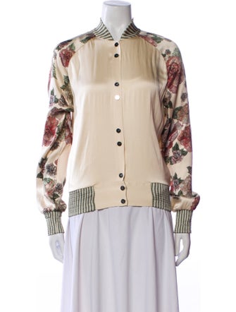 La Perla Silk Floral Print Bomber Jacket