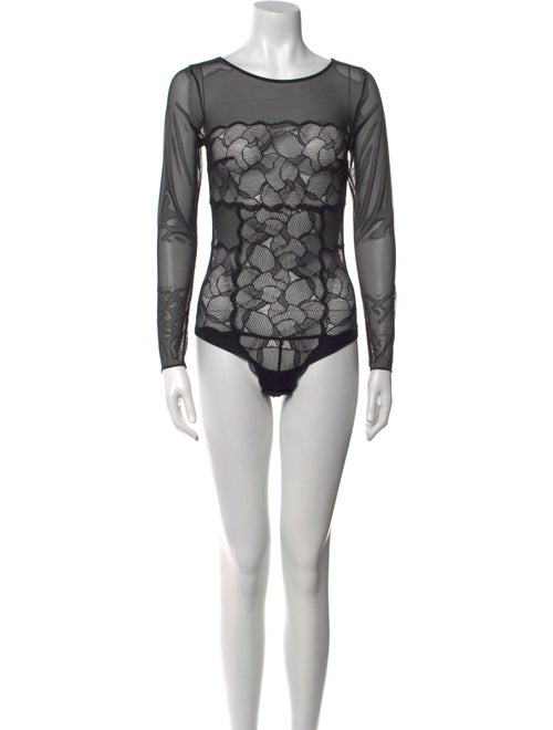 La Perla Lace Pattern Scoop Neck Bodysuit