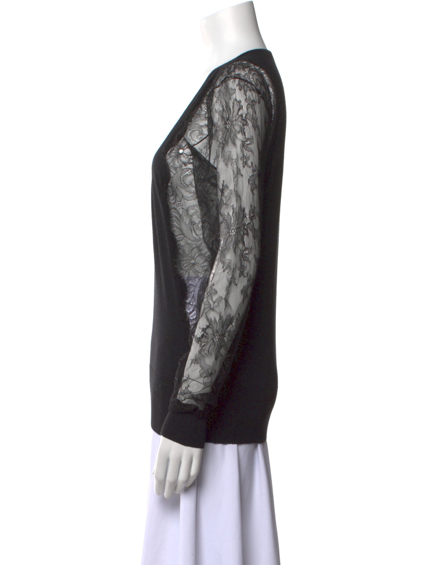 La Perla Lace Pattern V-Neck Top