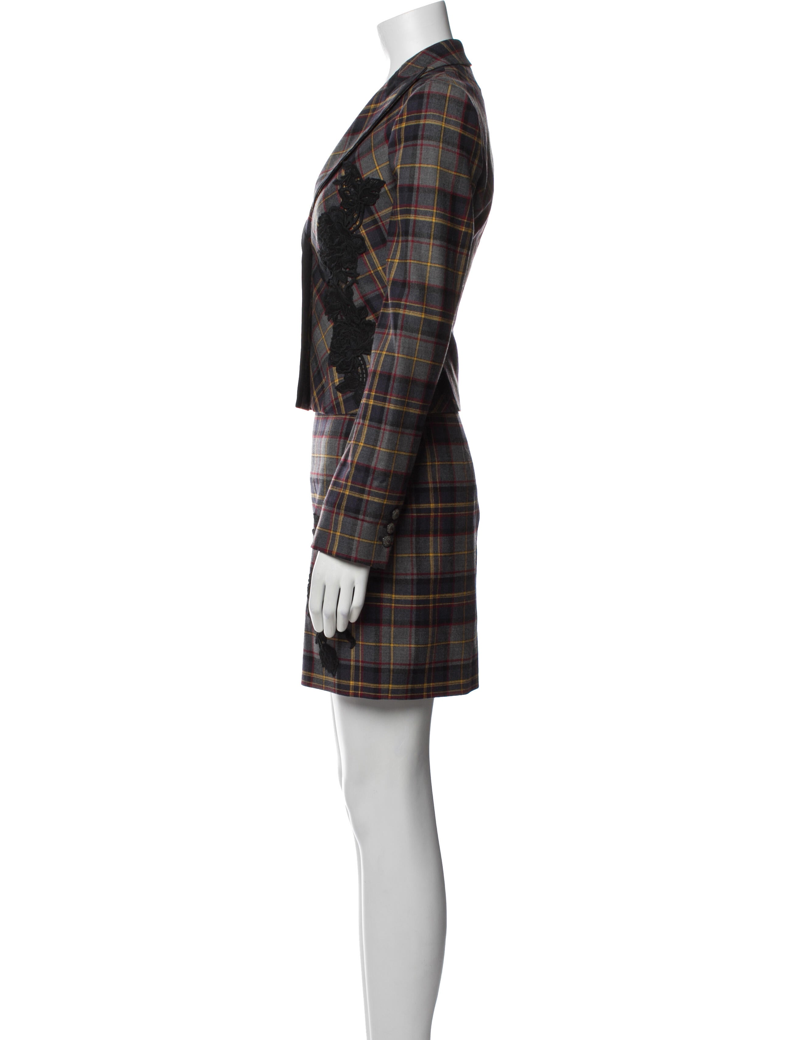 La Perla Wool Plaid Print Blazer