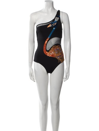 La Perla Graphic Print Sequin Embellishments One-Piece