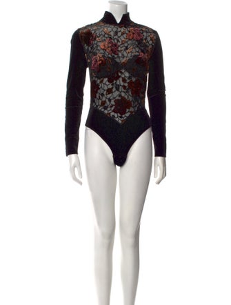 La Perla Lace Pattern Turtleneck Bodysuit