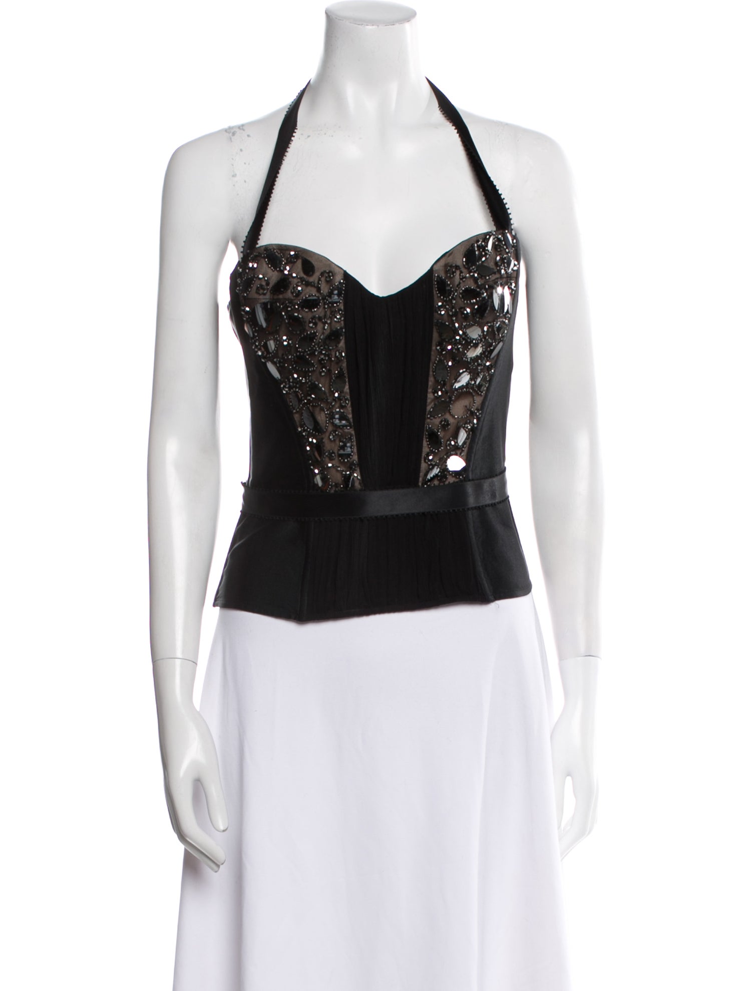 La Perla Lace Pattern Halterneck Crop Top