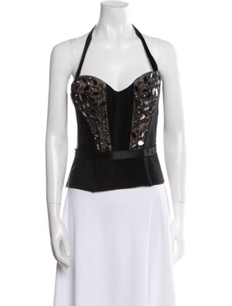 La Perla Lace Pattern Halterneck Crop Top