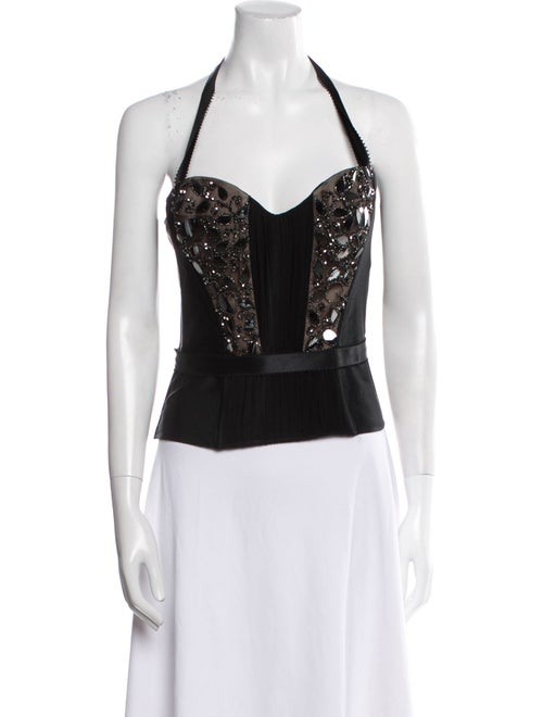 La Perla Lace Pattern Halterneck Crop Top