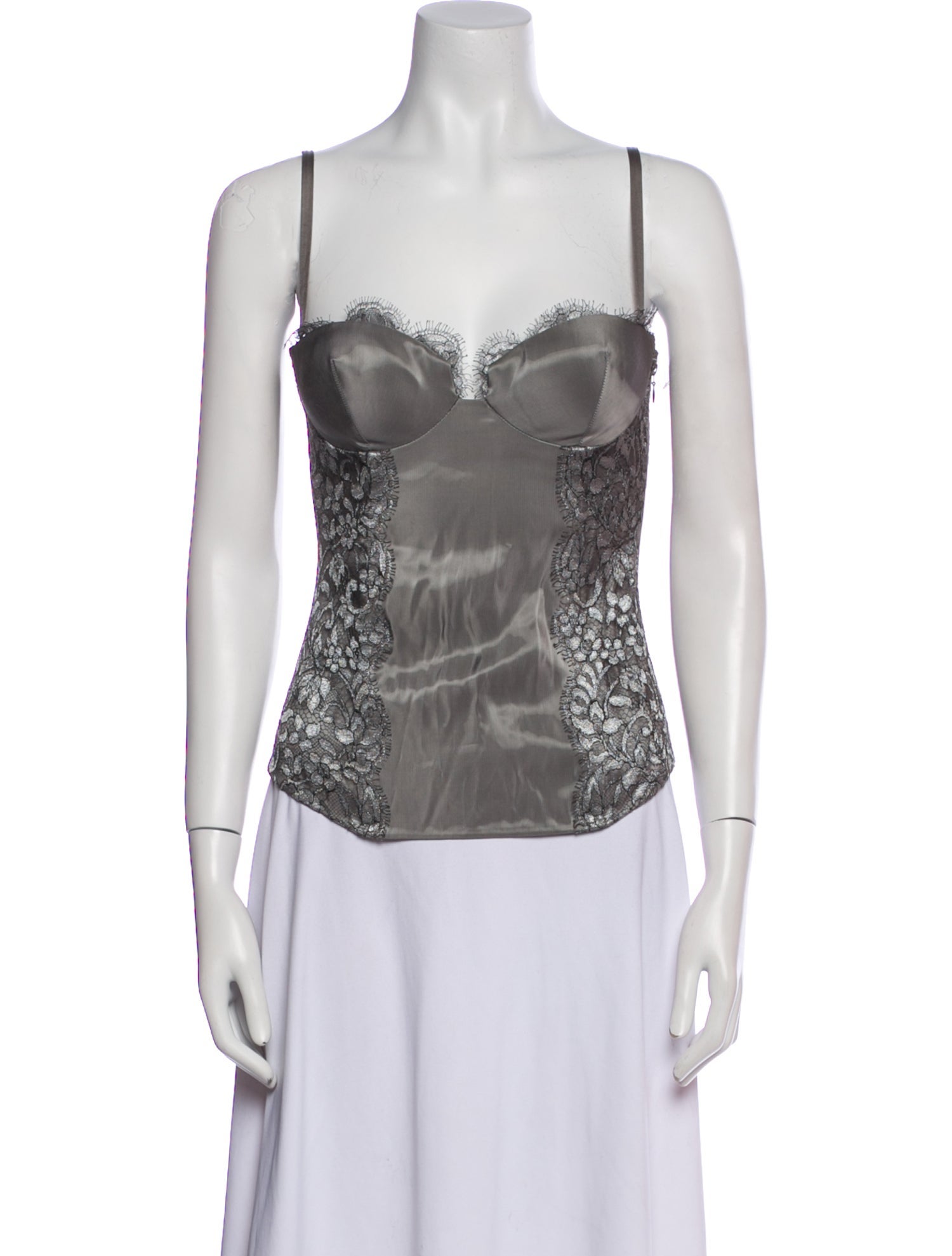 La Perla Lace Pattern Square Neckline Top