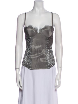 La Perla Lace Pattern Square Neckline Top