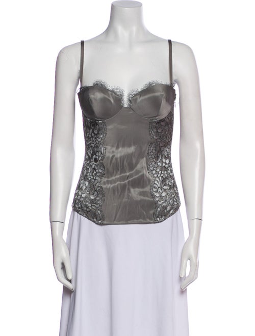 La Perla Lace Pattern Square Neckline Top