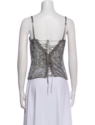 La Perla Lace Pattern Square Neckline Top