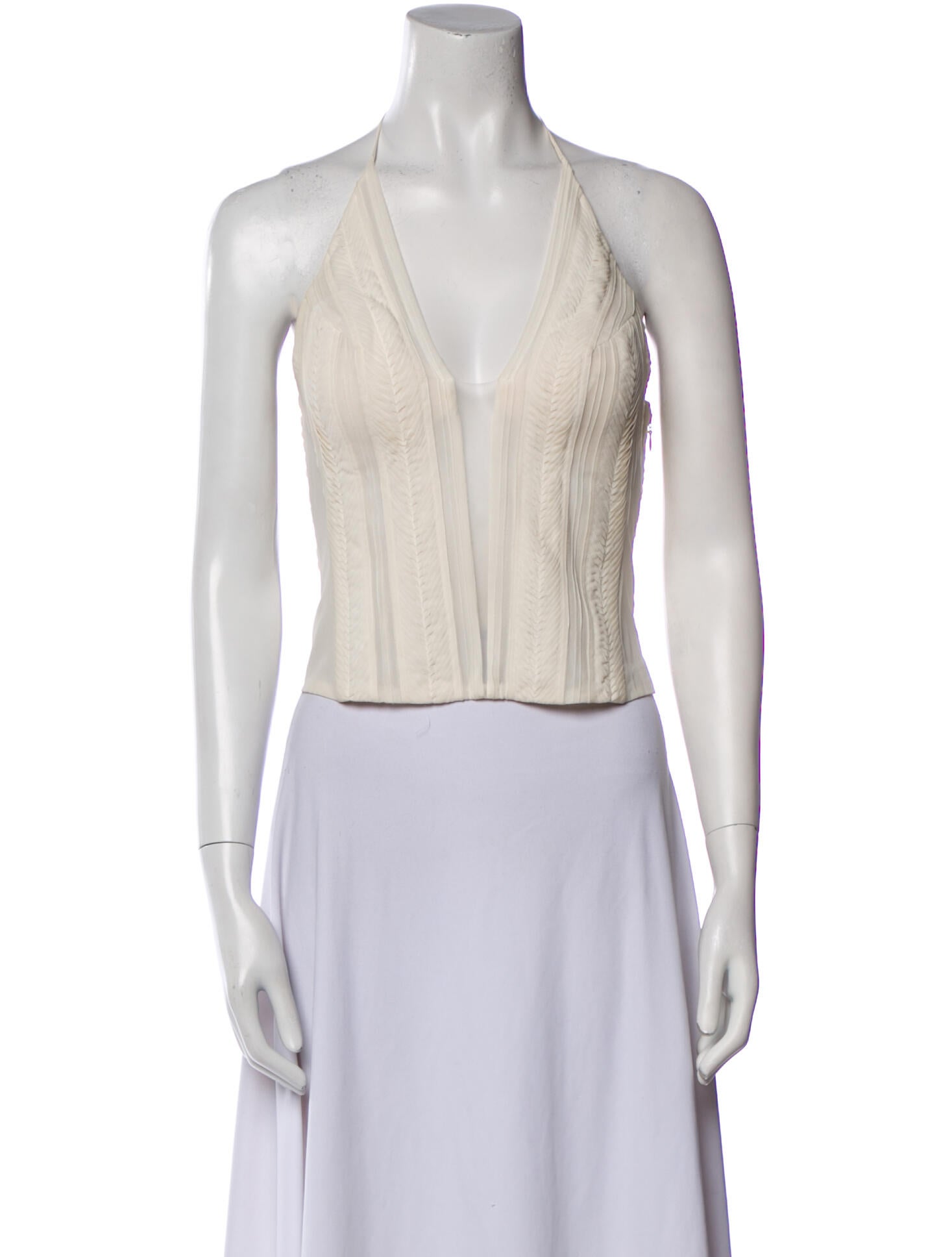 La Perla Silk V-Neck Crop Top
