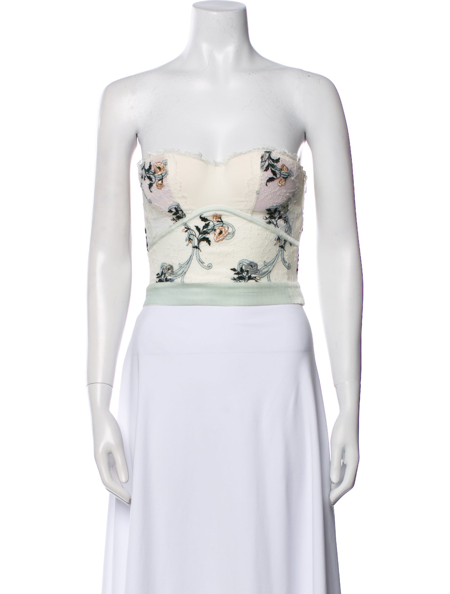 La Perla Floral Print Strapless Crop Top