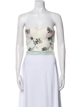 La Perla Floral Print Strapless Crop Top