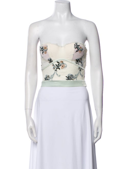 La Perla Floral Print Strapless Crop Top