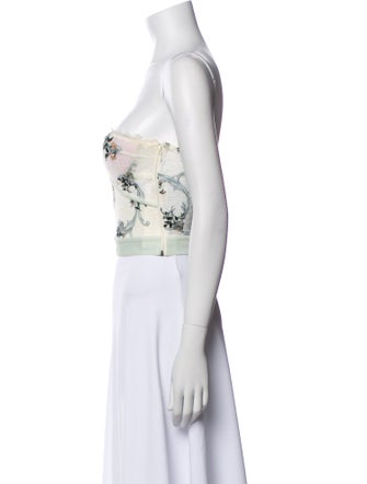 La Perla Floral Print Strapless Crop Top