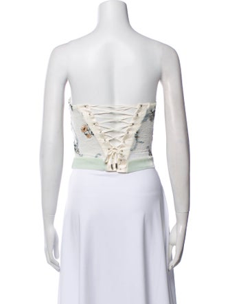 La Perla Floral Print Strapless Crop Top