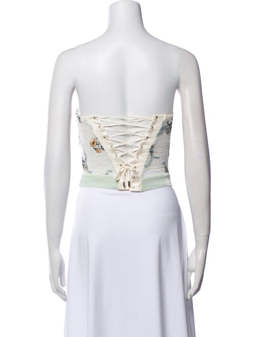 La Perla Floral Print Strapless Crop Top